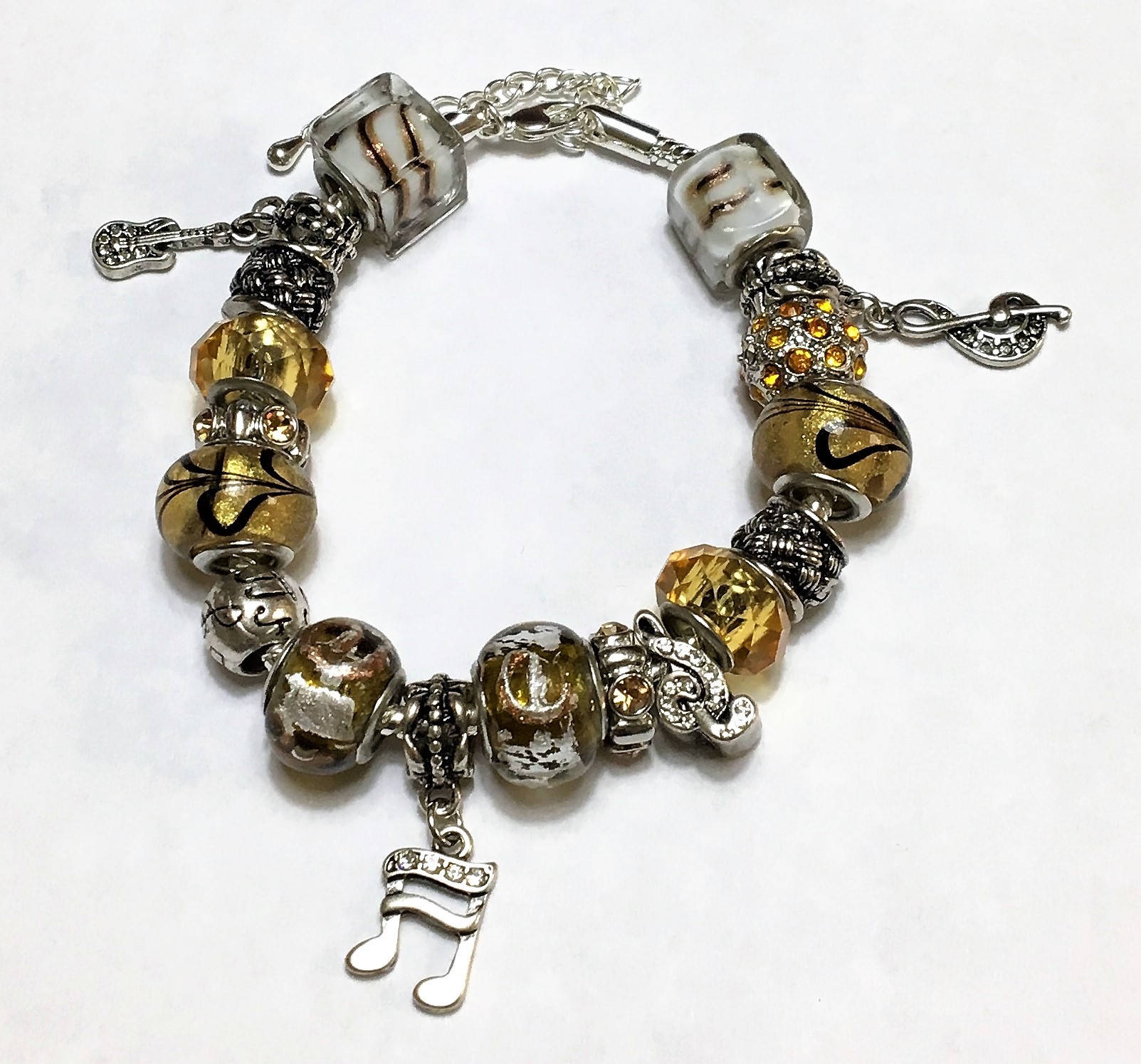 Lover Yellow Customized Pandora Inspired Beaded Bracelet Lover Yellow Customized Pandora